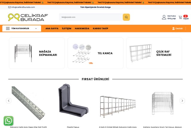 Çelik Raf Burada — Shopify mağazası